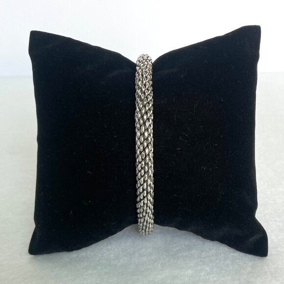 Sterling Silver 925 Heavy Interwoven Braided Weaved 6MM Cuff Bracelet 7" 30g - Picture 5 of 16